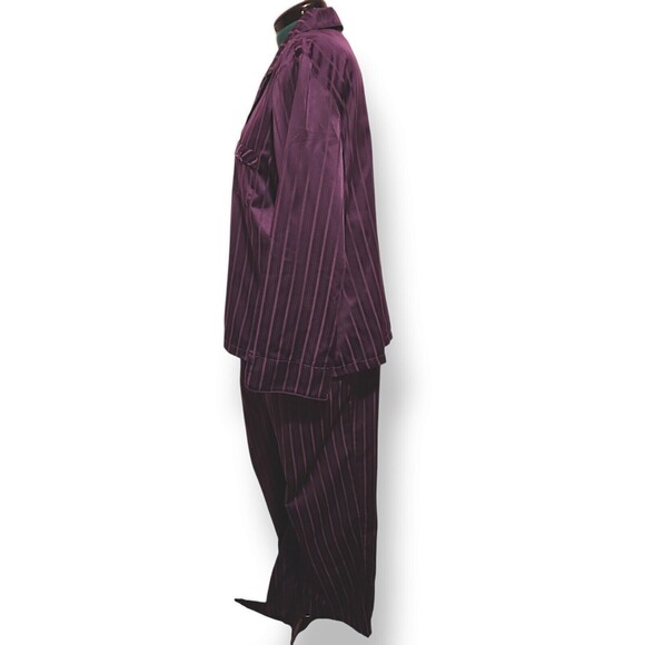 MISS ELAINE Women's 2-Pc. Striped Notched-Collar Pajamas Set Sz XL Cranberry - Picture 3 of 7